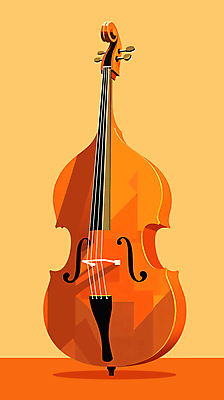 JPG 악기 일러스트 사람없음 주황색 공연 밴드 첼로 재즈 콘트라베이스 국내일러스트 AI일러스트 AI콘텐츠 음악 컬러 현악기 이벤트 파일형식 찰현악기