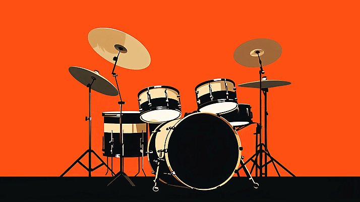 JPG 악기 일러스트 타악기 사람없음 주황색 공연 밴드 드럼 재즈 국내일러스트 AI일러스트 AI콘텐츠 음악 컬러 이벤트 파일형식
