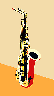 JPG 악기 일러스트 사람없음 노란색 공연 밴드 색소폰 재즈 국내일러스트 AI일러스트 AI콘텐츠 음악 컬러 이벤트 목관악기 파일형식