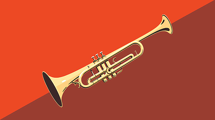 JPG 악기 일러스트 사람없음 빨간색 공연 밴드 트럼펫 재즈 국내일러스트 AI일러스트 AI콘텐츠 음악 컬러 이벤트 금관악기 파일형식
