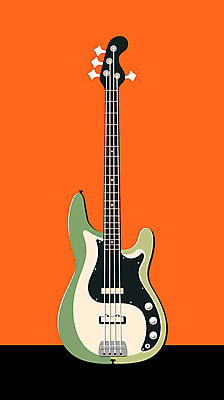 JPG 악기 일러스트 사람없음 주황색 공연 밴드 일렉기타 재즈 베이스 국내일러스트 AI일러스트 AI콘텐츠 음악 컬러 현악기 이벤트 기타 파일형식