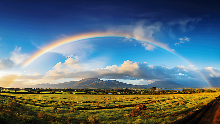 JPG 구름 편집이미지 무지개 밭 자연 하늘 산 풍경 사람없음 농촌 입막음 편집실사 AI포토 AI콘텐츠 자연요소 농업 시골 CG 생태계 파일형식