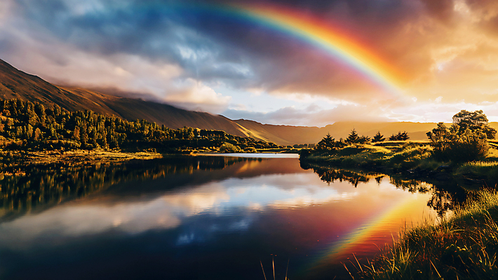 JPG 구름 편집이미지 무지개 자연 하늘 산 풍경 사람없음 강 반사 편집실사 AI포토 AI콘텐츠 자연요소 CG 생태계 파일형식