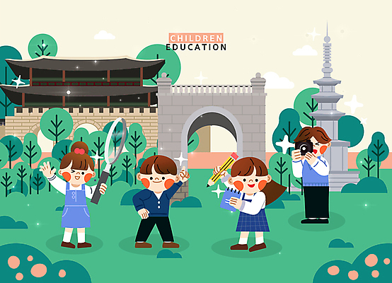 전신 나무 학생 여자 어린이교육 남자 어린이 일러스트 돋보기 한옥 서기 들기 소녀 소년 여러명 초록색 반짝임 연필 카메라 다이어리 촬영 궁전 체험학습 한국사 다보탑 독립문 역사탐방 어린이만 국내일러스트 AI파일 식물 한국전통 교육 컬러 다수 고건축 모션 학용품 사람 전자제품 필기구 사무용품 체험 역사 석탑 불국사 탐방 파일형식 벡터
