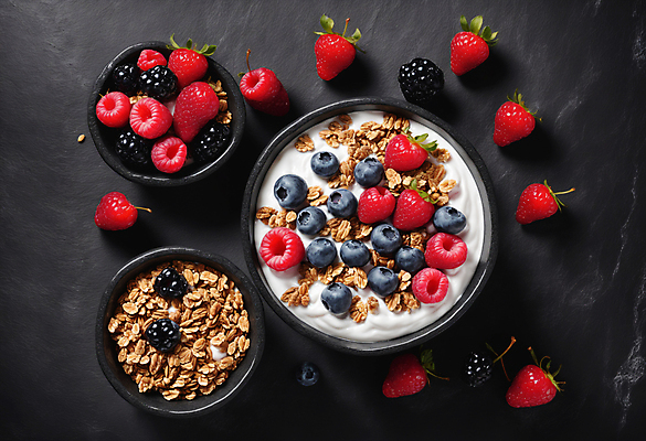 JPG 편집이미지 그릇 딸기 사람없음 견과류 블루베리 산딸기 블랙베리 그래놀라 그릭요거트 편집실사 AI포토 AI콘텐츠 식기 음식 과일 CG 요거트 파일형식