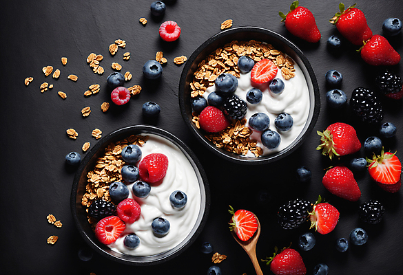 JPG 편집이미지 그릇 딸기 사람없음 견과류 블루베리 산딸기 블랙베리 나무숟가락 그래놀라 그릭요거트 편집실사 AI포토 AI콘텐츠 식기 음식 과일 숟가락 CG 요거트 파일형식