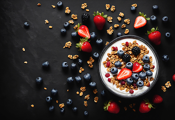 JPG 편집이미지 그릇 딸기 사람없음 견과류 블루베리 블랙베리 그래놀라 그릭요거트 편집실사 AI포토 AI콘텐츠 식기 음식 과일 CG 요거트 파일형식