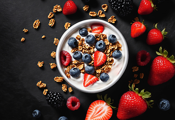 JPG 편집이미지 그릇 딸기 사람없음 견과류 블루베리 산딸기 블랙베리 그래놀라 그릭요거트 편집실사 AI포토 AI콘텐츠 식기 음식 과일 CG 요거트 파일형식