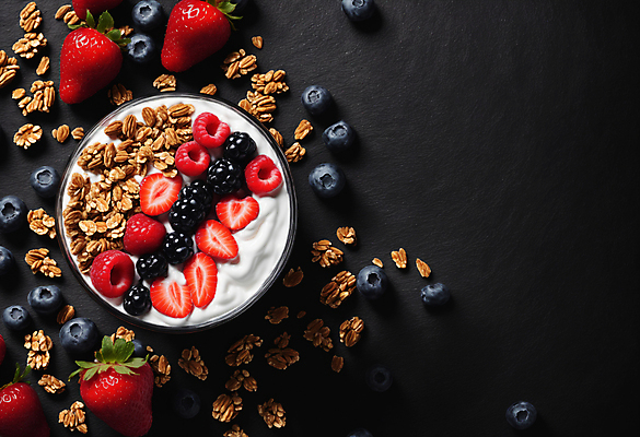 JPG 편집이미지 그릇 딸기 사람없음 견과류 블루베리 산딸기 블랙베리 그래놀라 그릭요거트 편집실사 AI포토 AI콘텐츠 식기 음식 과일 CG 요거트 파일형식