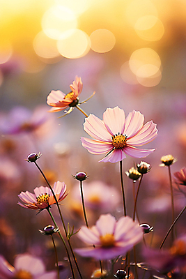 JPG 편집이미지 분홍색 자연 풍경 사람없음 디지털합성 코스모스 보케 편집실사 AI포토 AI콘텐츠 꽃 컬러 CG 생태계 파일형식