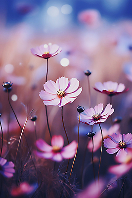 JPG 편집이미지 자연 풍경 사람없음 보라색 디지털합성 코스모스 보케 편집실사 AI포토 AI콘텐츠 꽃 컬러 CG 생태계 파일형식