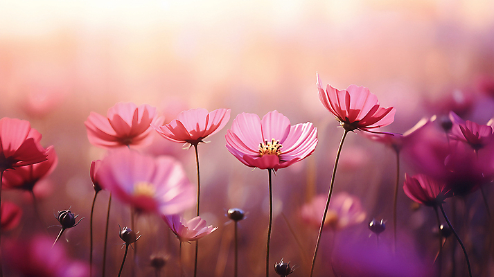 JPG 편집이미지 분홍색 자연 풍경 사람없음 디지털합성 코스모스 보케 편집실사 AI포토 AI콘텐츠 꽃 컬러 CG 생태계 파일형식