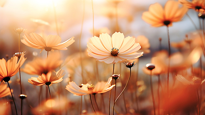 JPG 편집이미지 자연 풍경 사람없음 주황색 디지털합성 코스모스 보케 편집실사 AI포토 AI콘텐츠 꽃 컬러 CG 생태계 파일형식