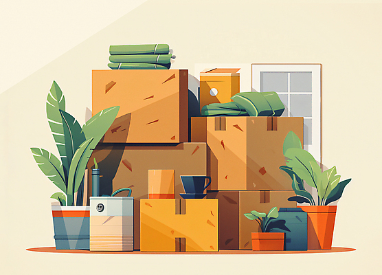 JPG 화분 일러스트 사람없음 컵 상자 쌓기 문 이사 찻잔 가득함 이삿짐 국내일러스트 AI일러스트 AI콘텐츠 식기 모션 잔 파일형식