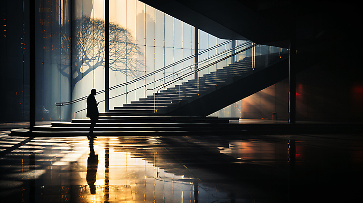 JPG 전신 편집이미지 실루엣 거리 실내 그림자 한명 서기 사람 풍경 성인 반사 계단 어둠 디지털합성 성인한명만 편집실사 AI인물포토 AI콘텐츠 1 모션 촬영기법 내부 CG 성인만 파일형식 AI포토