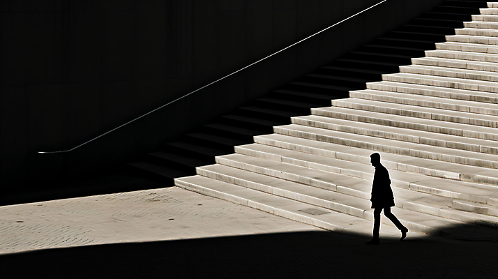 JPG 전신 편집이미지 실루엣 거리 그림자 한명 사람 풍경 성인 걷기 계단 디지털합성 성인한명만 편집실사 AI인물포토 AI콘텐츠 1 모션 촬영기법 CG 성인만 파일형식 AI포토