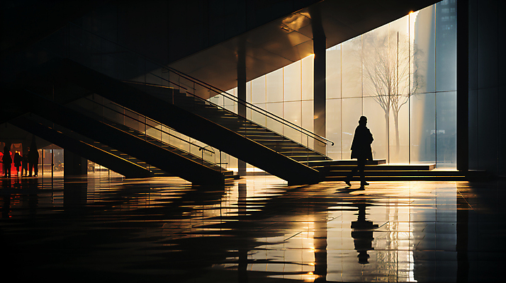 JPG 전신 편집이미지 실루엣 창문 실내 한명 사람 풍경 성인 인테리어 걷기 계단 어둠 디지털합성 성인한명만 편집실사 AI인물포토 AI콘텐츠 1 디자인 모션 촬영기법 내부 CG 성인만 파일형식 AI포토