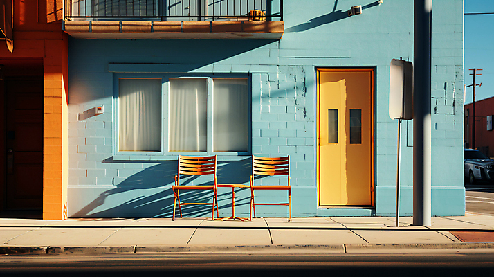 JPG 편집이미지 의자 창문 거리 그림자 풍경 사람없음 건물 문 상점 도시 도심 디지털합성 편집실사 AI포토 AI콘텐츠 건축물 가구 CG 파일형식