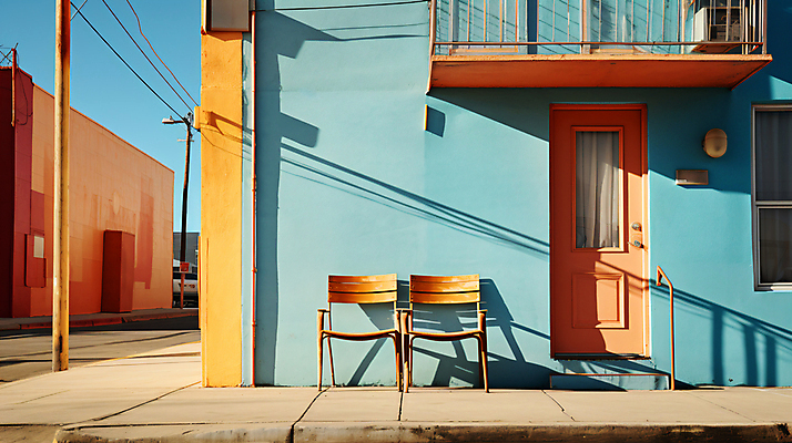 JPG 편집이미지 의자 거리 그림자 풍경 사람없음 도시 도심 디지털합성 편집실사 AI포토 AI콘텐츠 가구 CG 파일형식