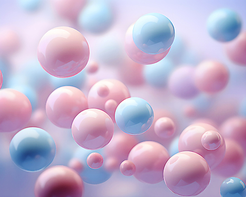 JPG 편집이미지 분홍색 하늘색 그래픽백그라운드 사람없음 그래픽 3D 물방울 원형 디지털합성 광택 버블 입체도형 편집3D AI컴퓨터그래픽 AI콘텐츠 도형 컬러 백그라운드 파란색 입체 파일형식