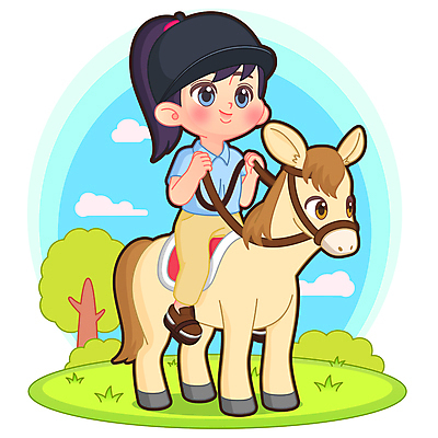 전신 나무 구름 여자 어린이 인물캐릭터 일러스트 하늘 한명 소녀 잔디 잡기 말_동물 풀 승마 승차 안장 승마선수 소녀한명만 월간캐릭터 일러캐릭터 AI파일 자연요소 식물 캐릭터 1 스포츠 포유류 모션 운동선수 사람 여자한명만 소녀만 파일형식 벡터