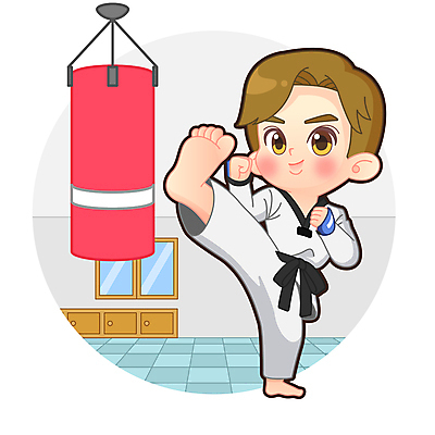 전신 남자 어린이 인물캐릭터 일러스트 창문 한명 소년 주먹 킥 태권도 태권도복 태권도선수 샌드백 태권도장 소년한명만 월간캐릭터 일러캐릭터 AI파일 캐릭터 1 모션 운동선수 도복 사람 격투기 학원 남자한명만 소년만 파일형식 벡터