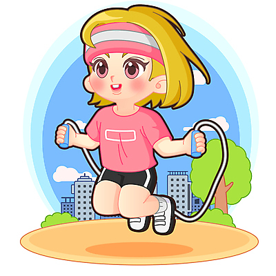 전신 나무 구름 여자 어린이 인물캐릭터 일러스트 하늘 한명 소녀 빌딩 건물 점프 잡기 도시 머리띠 줄넘기 유산소운동 소녀한명만 월간캐릭터 일러캐릭터 AI파일 자연요소 식물 캐릭터 1 건축물 장신구 모션 사람 운동 여자한명만 소녀만 파일형식 벡터