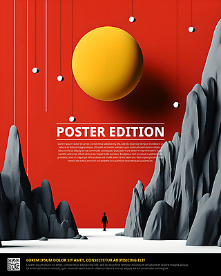 PSD 편집이미지 디자인 배너 실루엣 포스터 사람모양 그림자 사람없음 그래픽 빨간색 원형 돌산 디지털합성 QR코드 목업 이미지편집 모양 도형 컬러 산 촬영기법 파일형식