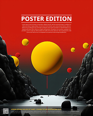 PSD 편집이미지 디자인 배너 포스터 사람없음 그래픽 빨간색 원형 돌산 디지털합성 QR코드 목업 이미지편집 도형 컬러 산 파일형식