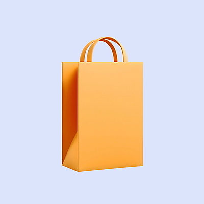 PSD 아이콘 사람없음 쇼핑 3D아이콘 종이봉투 쇼핑백 3D 주황색 디지털합성 오브젝트 마케팅 컬러 가방 봉투 파일형식