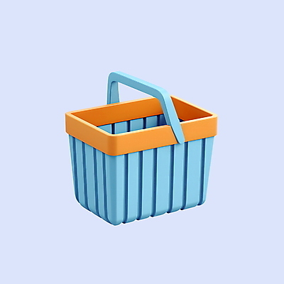 PSD 아이콘 하늘색 사람없음 3D아이콘 3D 장바구니 디지털합성 오브젝트 마케팅 쇼핑바구니 파란색 쇼핑 바구니 파일형식