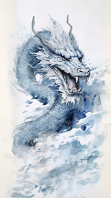 JPG 구름 한마리 일러스트 수채화 사람없음 파란색 용띠 용 번짐 용띠해 청룡 국내일러스트 AI일러스트 AI콘텐츠 자연요소 1 컬러 십이지신 파일형식 효과 사방신