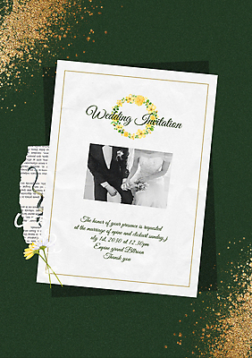 템플릿 여자 남자 꽃 꽃다발 결혼 신혼부부 들기 상반신 20대 성인 두명 초록색 손잡기 한국인 흰색 청첩장 초대장 감성 금가루 신랑신부 성인만 이미지템플릿 AI파일 식물 부부 신부_웨딩 컬러 신랑 컨셉 모션 카드_감사 사람 동양인 이벤트 청년 가루 신혼 파일형식 벡터