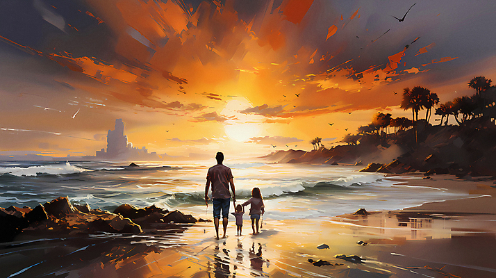 JPG 구름 편집이미지 바다 여행 가족 하늘 태양 일출 일몰 디지털합성 편집실사 AI포토 AI콘텐츠 자연요소 관계 노을 CG 파일형식