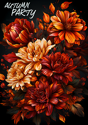 PSD 편집이미지 꽃 포스터 사람없음 파티 가을 디지털합성 초대장 초대 이미지편집 식물 계절 카드_감사 이벤트 파일형식