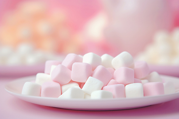 JPG 편집이미지 접시 분홍색 사람없음 마시멜로우 블러효과 카피스페이스 편집실사 AI포토 AI콘텐츠 식기 컬러 디저트 공백 CG 블러 파일형식 효과