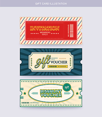 일러스트 사람없음 세일 상품권 쿠폰 복고 바코드 초대장 기프트카드 국내일러스트 AI파일 카드_감사 카드 파일형식 벡터