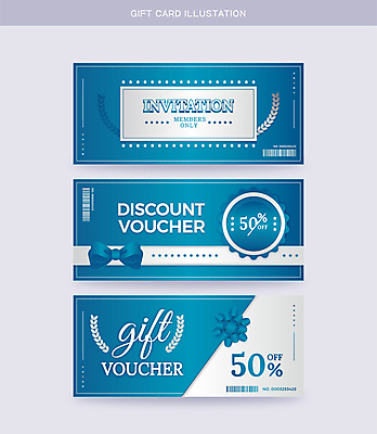 리본 일러스트 사람없음 파란색 세일 흰색 상품권 쿠폰 바코드 초대장 기프트카드 국내일러스트 AI파일 컬러 카드_감사 카드 파일형식 벡터