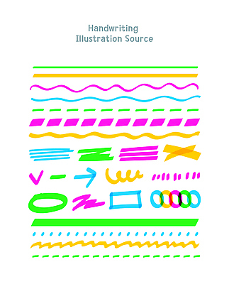기호 손글씨 교육 점선 선 일러스트 사람없음 컬러풀 사각형 원형 직선 체크표시 형광펜 엘리먼트 국내일러스트 AI파일 도형 문자 컬러 펜 확인 파일형식 벡터