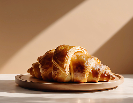 JPG 편집이미지 사람없음 크루아상 나무쟁반 편집실사 AI포토 AI콘텐츠 빵 쟁반 목재 CG 파일형식