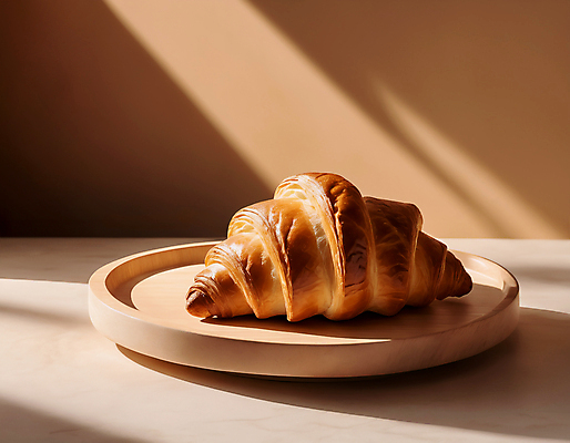 JPG 편집이미지 사람없음 크루아상 나무쟁반 편집실사 AI포토 AI콘텐츠 빵 쟁반 목재 CG 파일형식