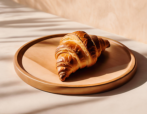 JPG 편집이미지 사람없음 크루아상 나무쟁반 편집실사 AI포토 AI콘텐츠 빵 쟁반 목재 CG 파일형식