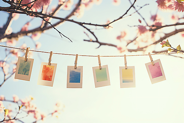 JPG 나무 편집이미지 계절 자연 집게 사람없음 컬러풀 나뭇가지 디지털합성 폴라로이드사진 감성 편집실사 AI포토 AI콘텐츠 식물 컬러 컨셉 CG 생태계 폴라로이드 파일형식