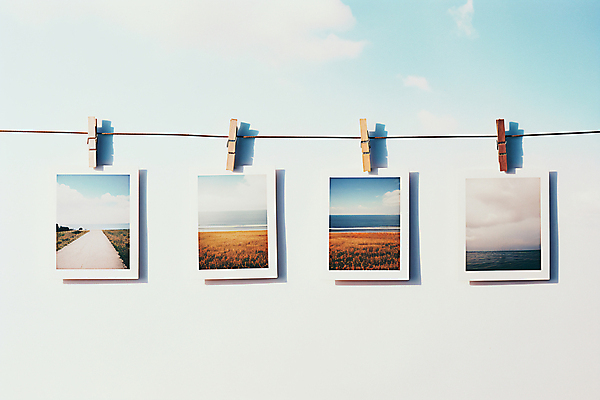 JPG 편집이미지 계절 자연 집게 풍경 사람없음 디지털합성 폴라로이드사진 감성 걸기 편집실사 AI포토 AI콘텐츠 컨셉 모션 CG 생태계 폴라로이드 파일형식