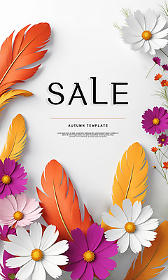PSD 편집이미지 디자인 배너 프레임 이벤트 사람없음 쇼핑 세일 가을 깃털 코스모스 카피스페이스 이미지편집 계절 꽃 공백 파일형식