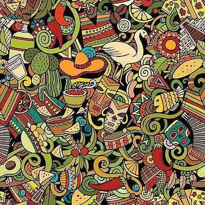 EPS 해외이미지 백그라운드 패턴 일러스트 고추 선인장 사람없음 원두 낙서 라틴아메리카 레몬 가득함 타코 해외일러스트 식물 커피 무늬 채소 과일 아메리카 파일형식 벡터