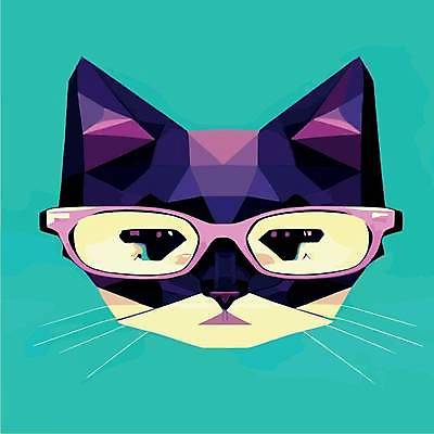 EPS 해외이미지 디자인 안경 일러스트 사람없음 고양이 팝아트 해외202309 해외일러스트 잡화 포유류 반려동물 그림 파일형식 벡터