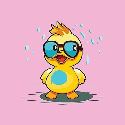 EPS 해외이미지 분홍색 동물캐릭터 스티커 일러스트 오리 사람없음 귀여움 물방울 안경낌 해외202309 해외일러스트 일러캐릭터 동물 캐릭터 안경 컬러 컨셉 조류 파일형식 벡터