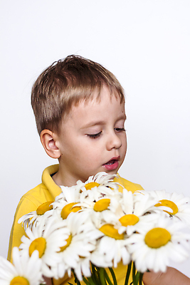 포토 JPG 해외이미지 남자 행복 어린이 꽃다발 한명 소년 상반신 앞모습 노란색 데이지 소년한명만 해외202309 해외포토 1 꽃 감정 뷰포인트 컬러 사람 남자한명만 소년만 파일형식