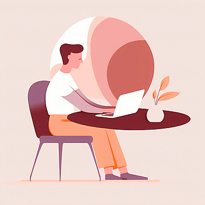 JPG 해외이미지 남자 화분 화초 의자 일러스트 한명 앉기 성인 노트북 책상 프리랜서 성인남자한명만 해외202309 해외일러스트 식물 직업 1 가구 모션 사람 전자제품 남자한명만 성인남자만 파일형식